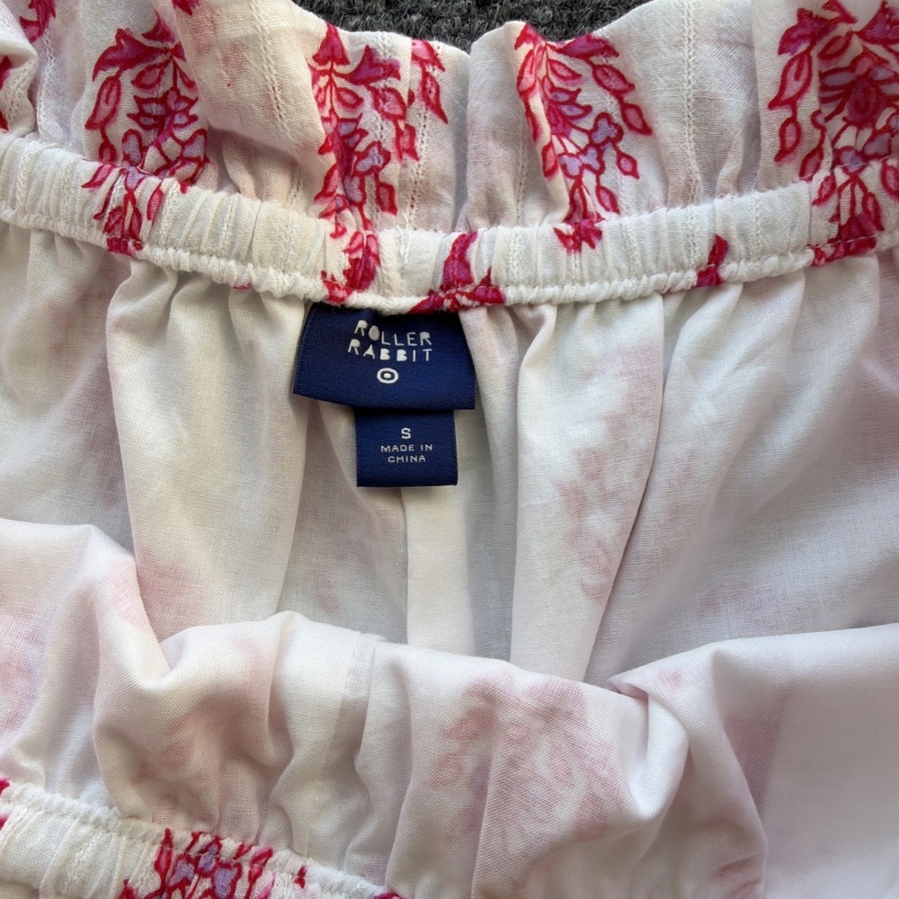 Roller Rabbit Shorts Womens Sz Small White Floral Gauze Paperbag Tassel Side Tie - Picture 2 of 6